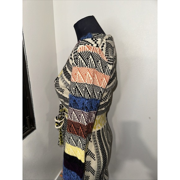 Free People Women's M Patchwork Sweater Dress Boho Size XS Bell Sleeve Belted - Picture 6 of 14